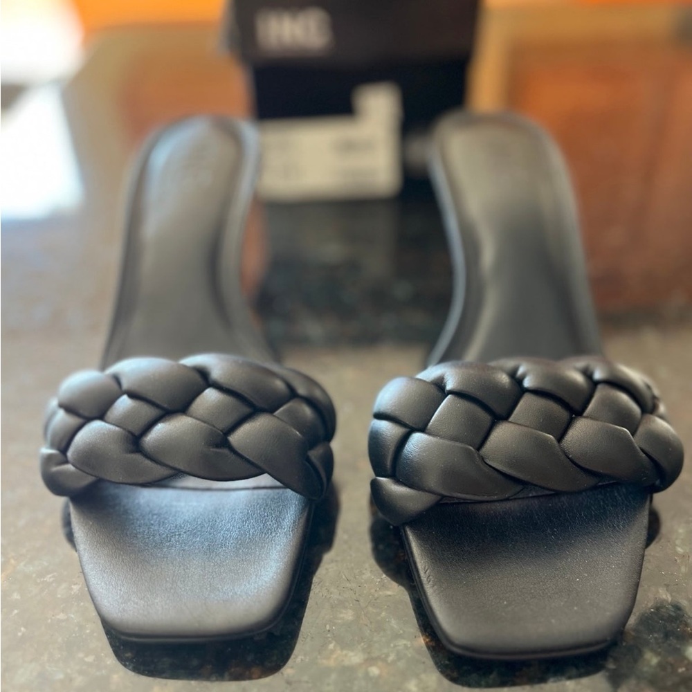 INC International Concepts Black Braided Slide Sandals